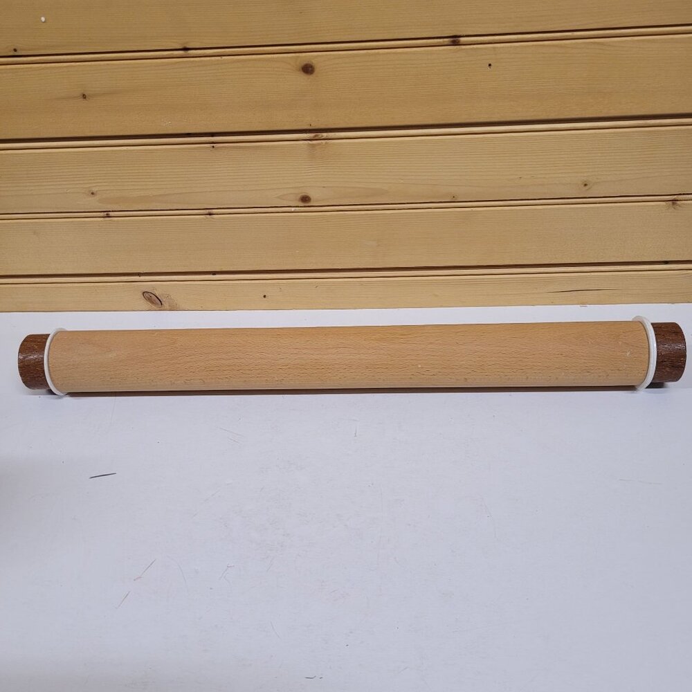 Galloping Gourmet Rolling Pin 1970s Denmark Adjustable Wood 20'' Used